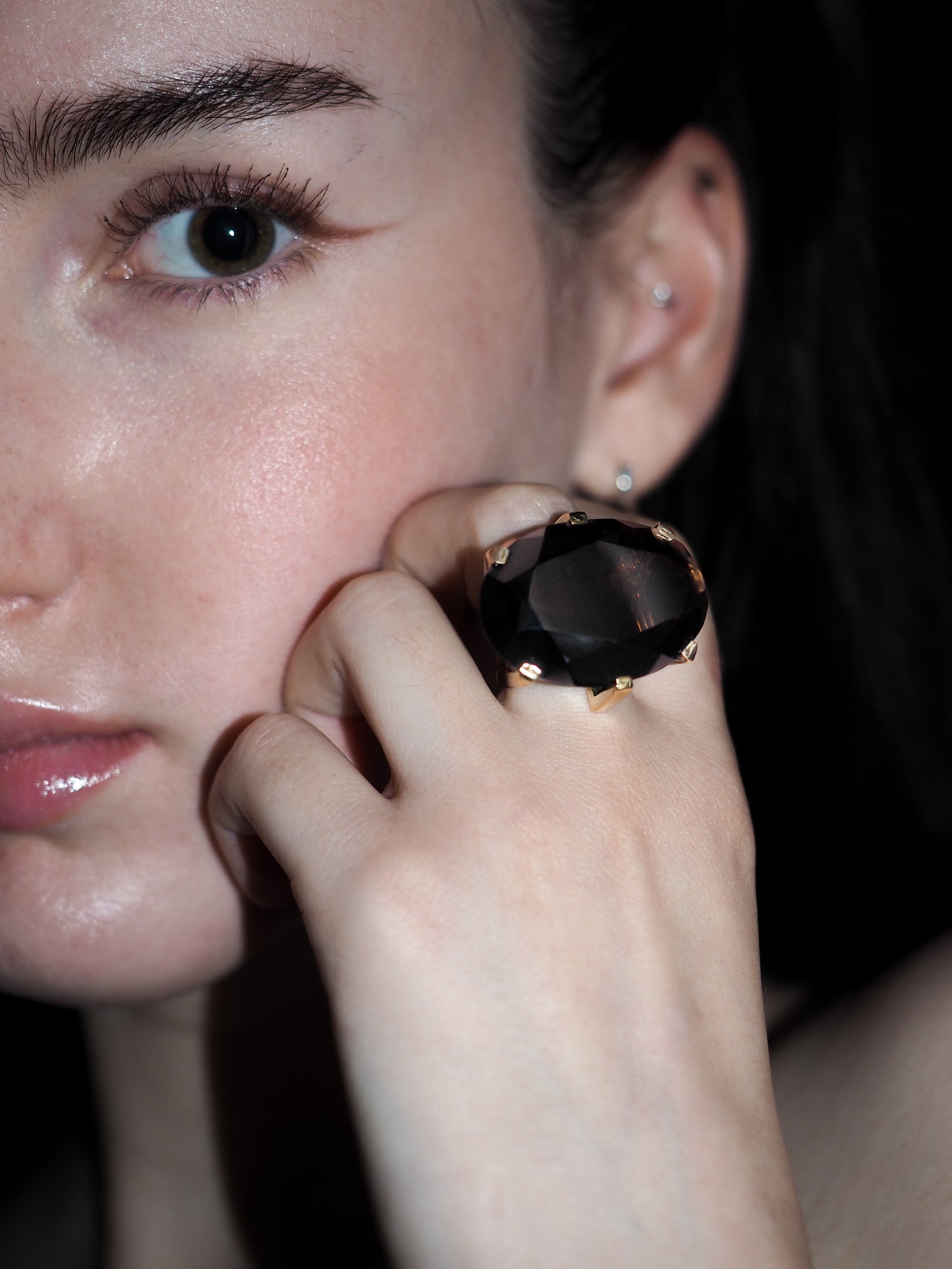 Pre-Owned 14K Gold Smoky Quartz Cocktail Ring