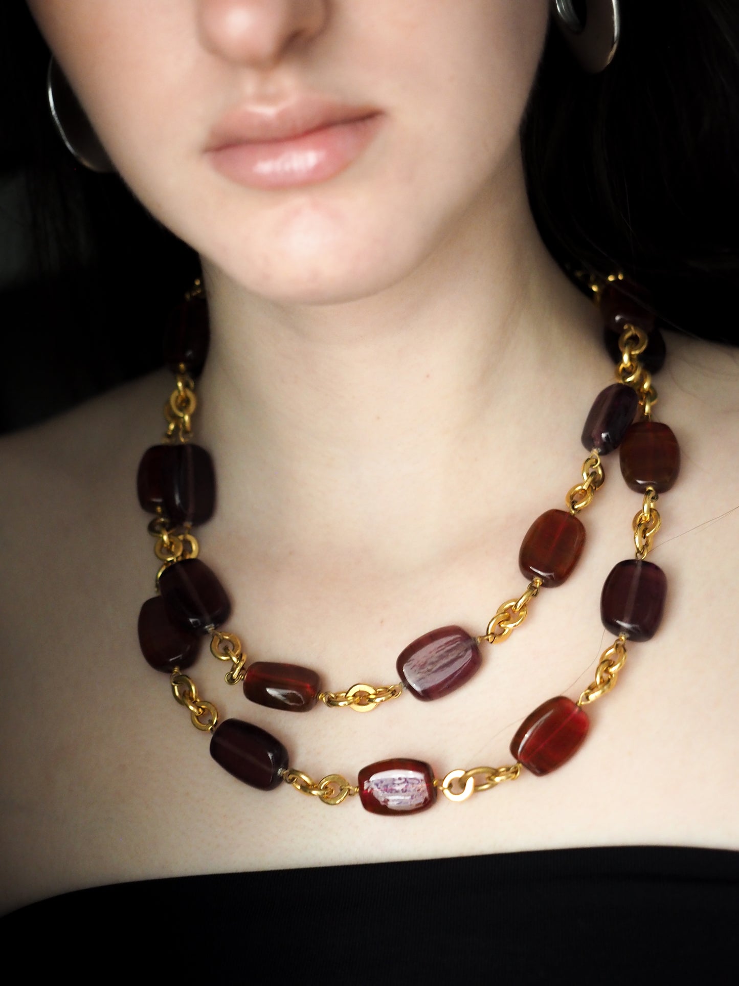 Pre-Owned Vintage 1970's Chanel Double Strand Gripoix Glass Necklace