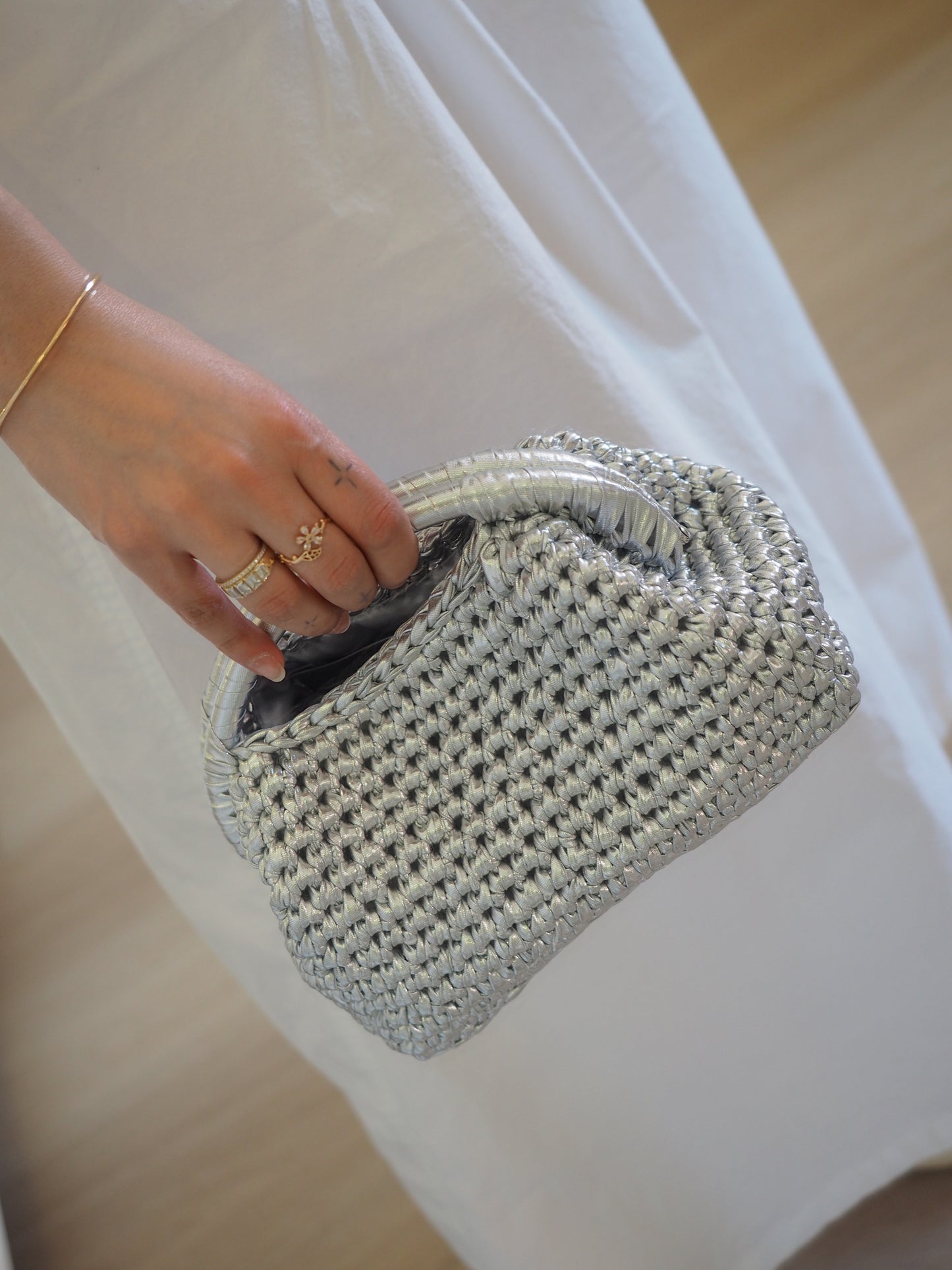 Lamour Metallic Top Handle Bag