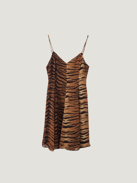 Pre-Owned Vintage Saint Martin Tiger Stripe Midi Dress (S/M)