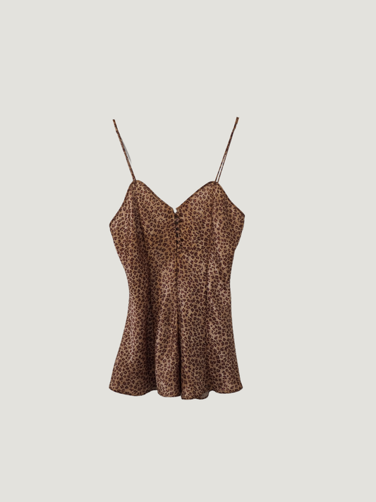 Pre-Owned Vintage Leopard Mini Slip Dress (M)