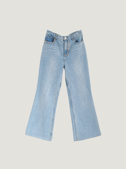 Pre-Owned AREA Embellished Cutout Jeans (8)