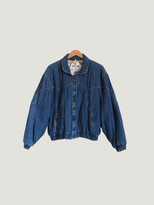 Pre-Owned Vintage Rare MOSCHINO Denim Bomber Jacket (M)