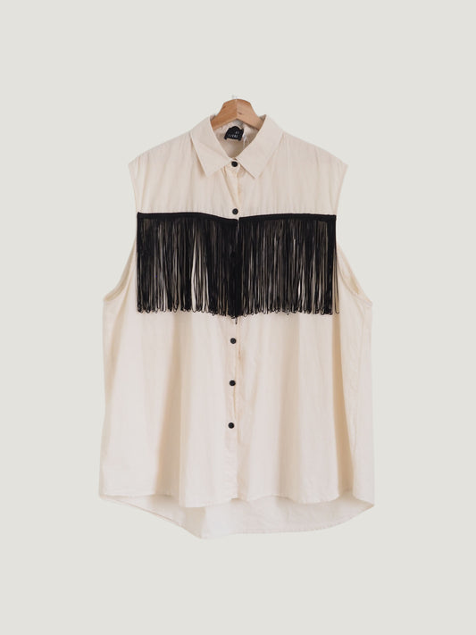 Pre-Owned ET T/GRE Ave Fringe Sleeveless Shirt (OS)