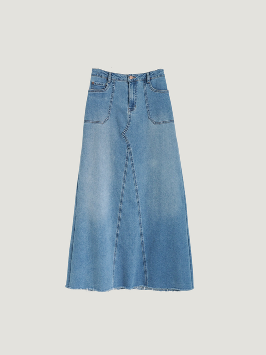 Pre-Owned CREAM Denim Maxi Skirt (28")