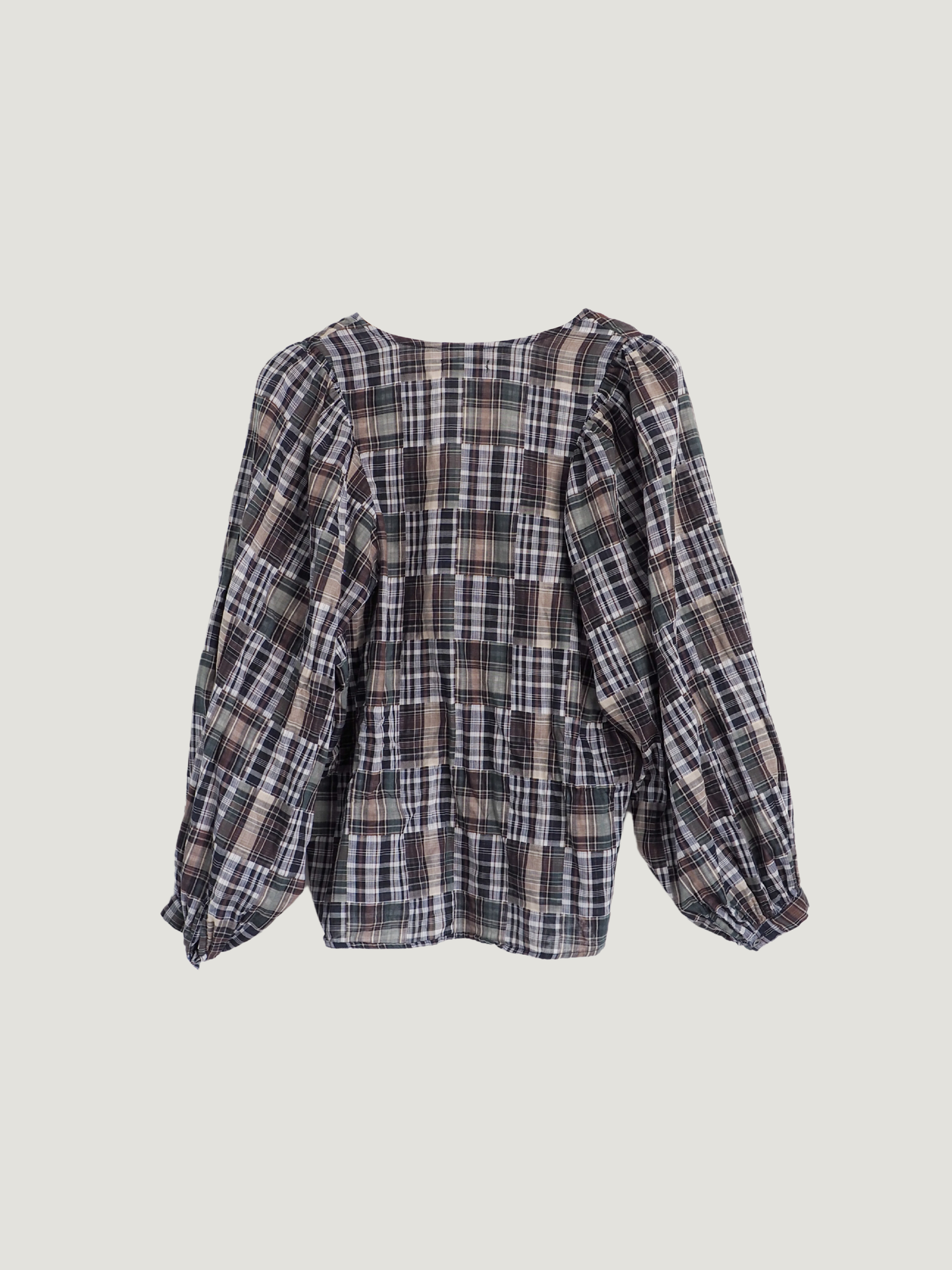 Pre-Owned A Bronze Age Plaid Mix Blouse (S/M)