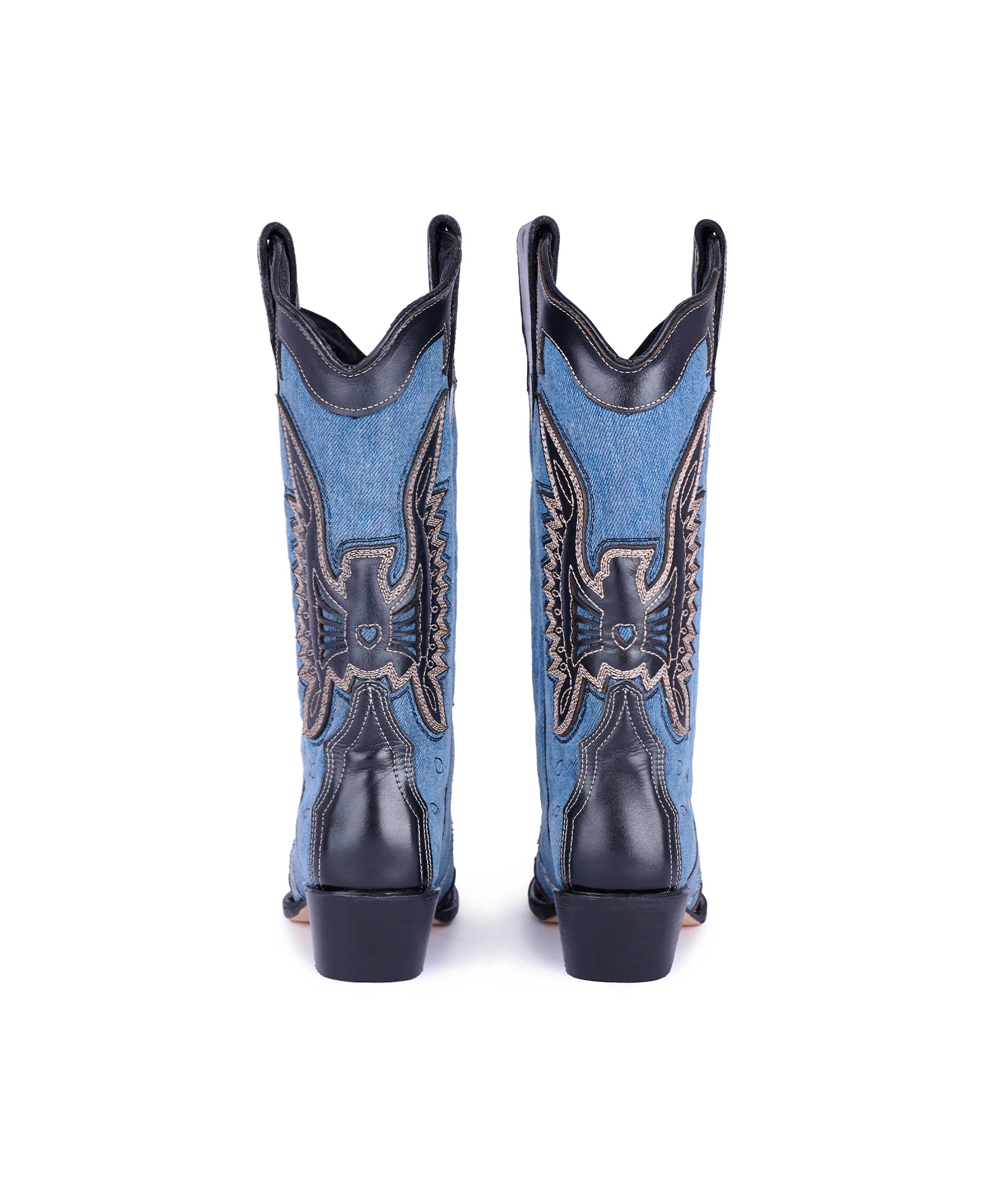 Montserrat Messeguer Denim & Leather Western Cowboy Boots