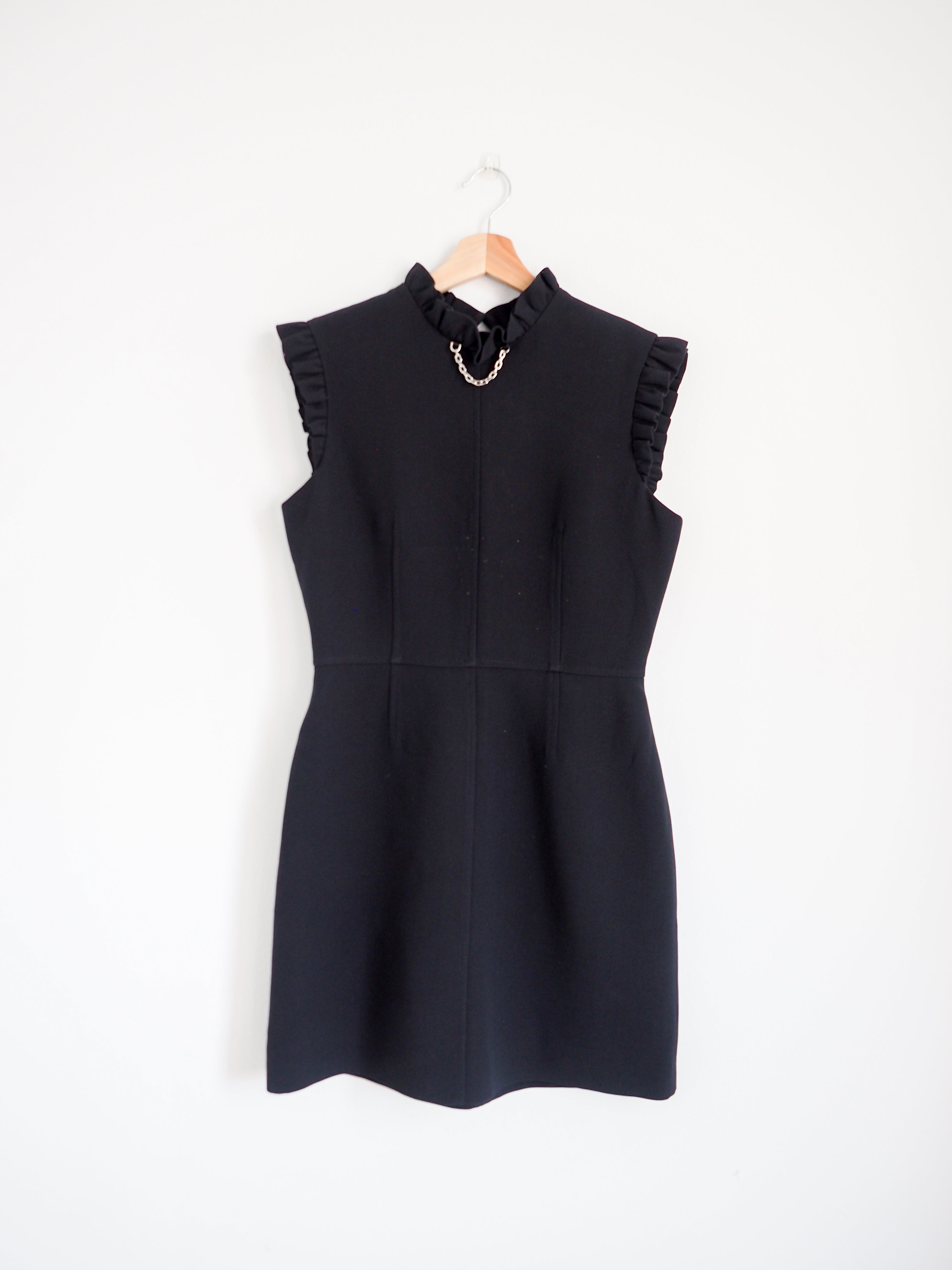 Pre-owned Louis Vuitton Chain Ruffle Sleeve Dress (M)