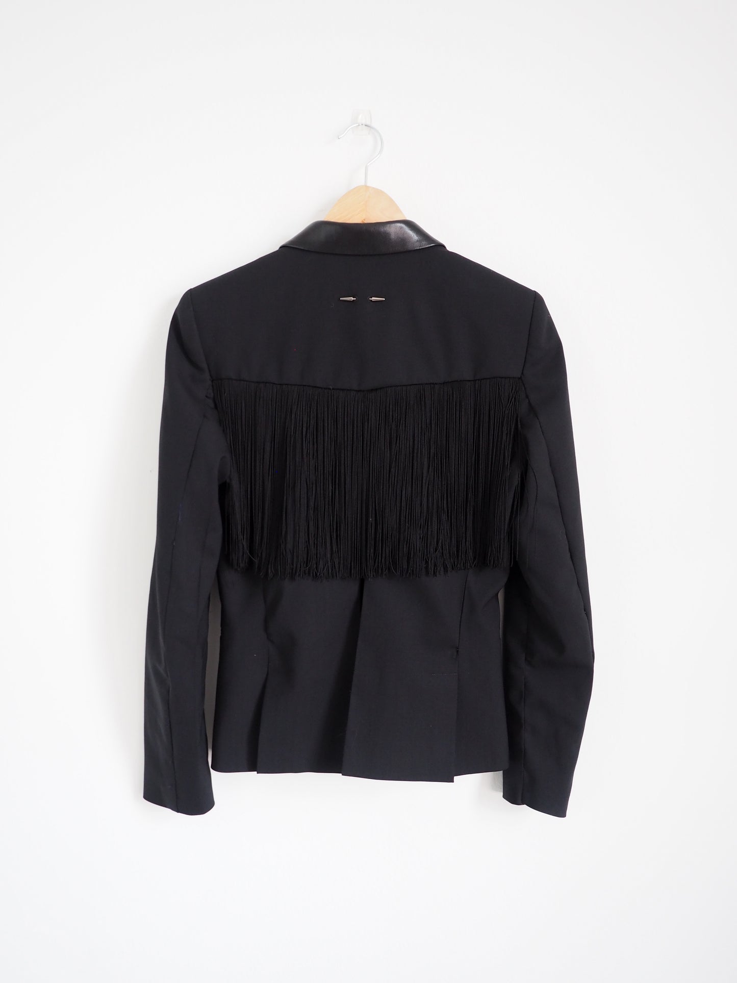 Pre-Owned Reworked Barbara Bui Wool & Leather Fringe Blazer (S)