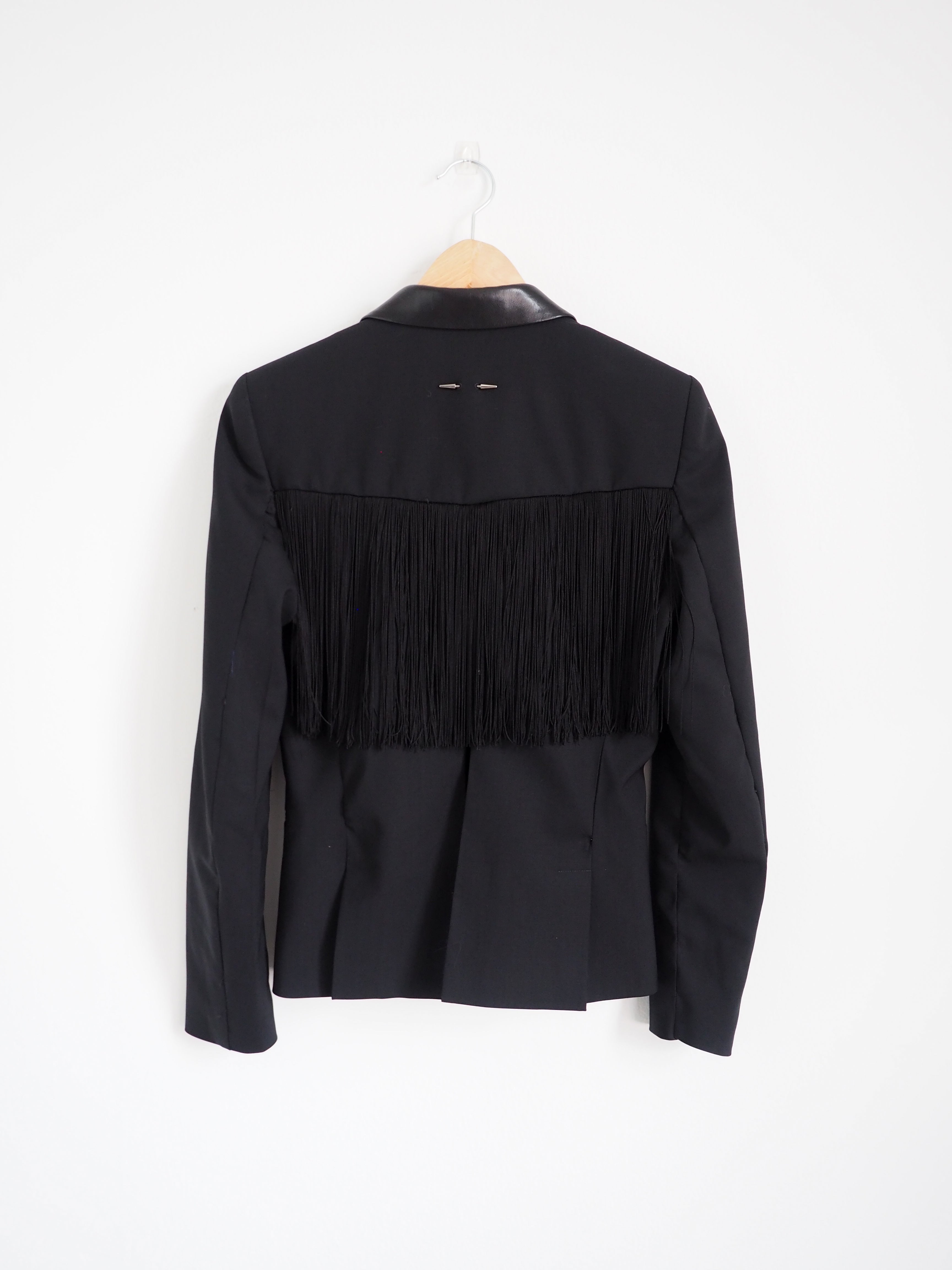 Pre-Owned Reworked Barbara Bui Wool & Leather Fringe Blazer (S)